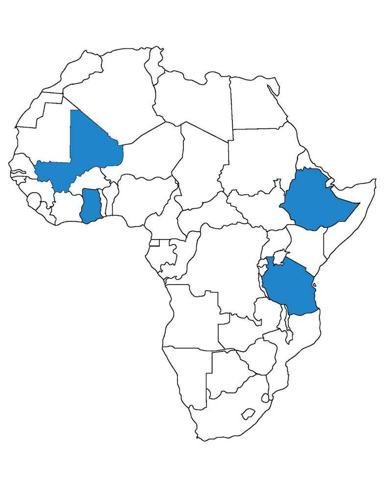 Where we work: Ethiopia, Ghana, Mali, and Tanzania.
